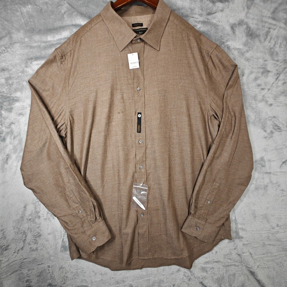 MSRP $119 Cashmere blend Jos. A. Bank Reserve Shirt Mens 2XLT Brown 2xl Tall